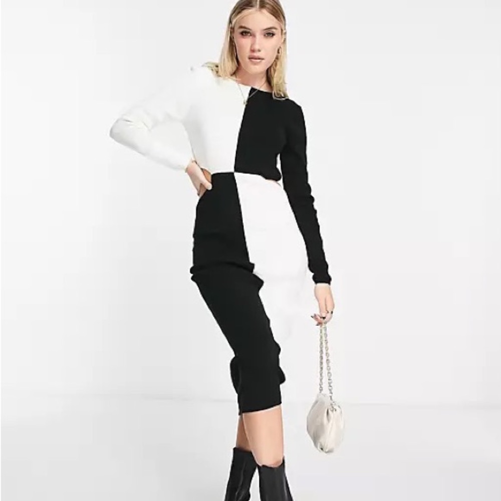 ASOS DESIGN knit maxi dress in color block